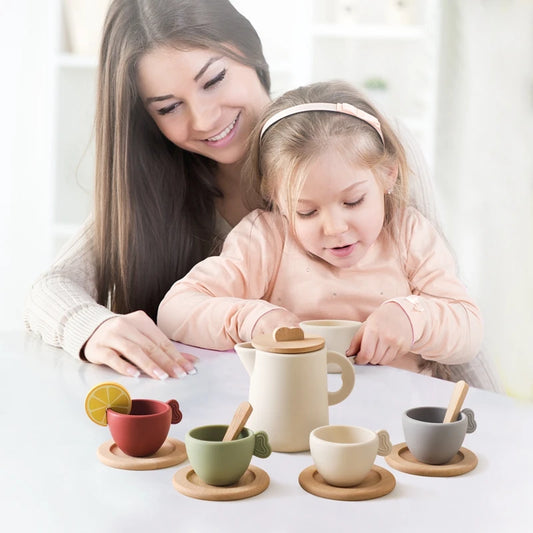 Kids Silicone & Wooden Tea Set