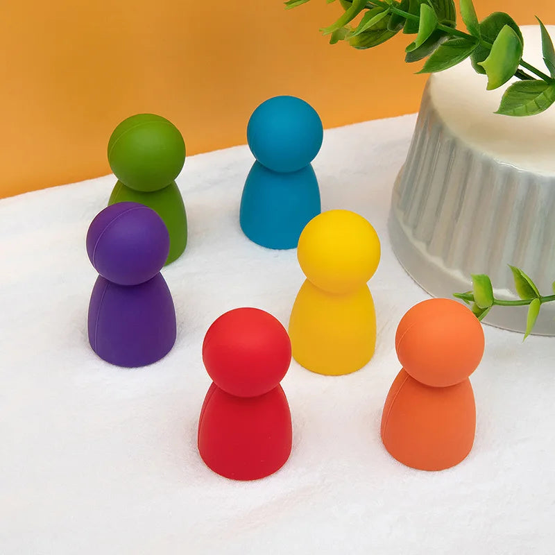 Silicone Rainbow & Peg Doll Set