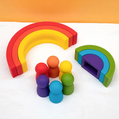 Silicone Rainbow & Peg Doll Set