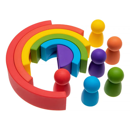 Silicone Rainbow & Peg Doll Set