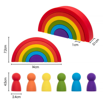 Silicone Rainbow & Peg Doll Set