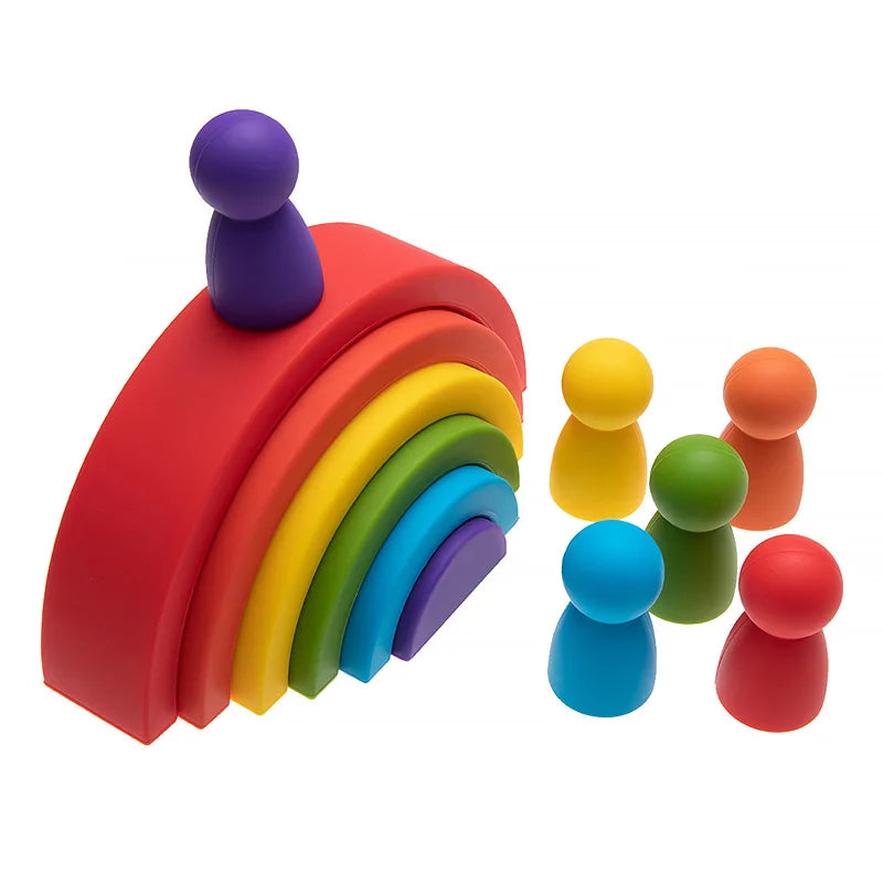 Silicone Rainbow & Peg Doll Set