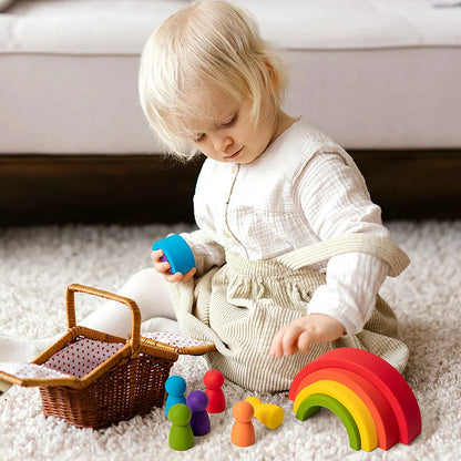 Silicone Rainbow & Peg Doll Set